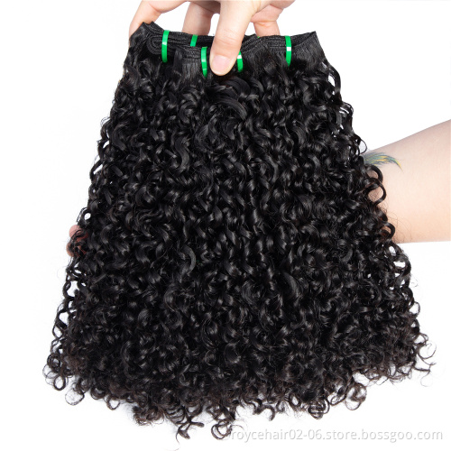 10a 11a Fumi Super Double Drawn  Virgin Indian Human Hair Pixie Curls 3 Bundles with Lace Frontal Closure